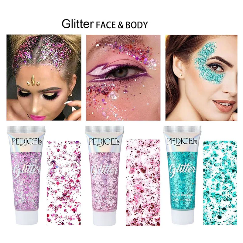 Body Shimmer Lotion - Olho glitter prego cabelo corpo rosto