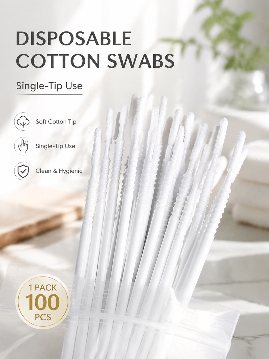 Beauty Makeup Tool - Cotonetes Descartáveis Longos para Extensões de