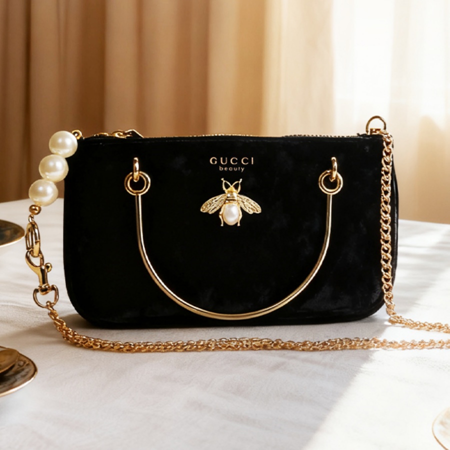 Ysl Beauty Makeup - Bolsa Feminina Gucci de Veludo Preto